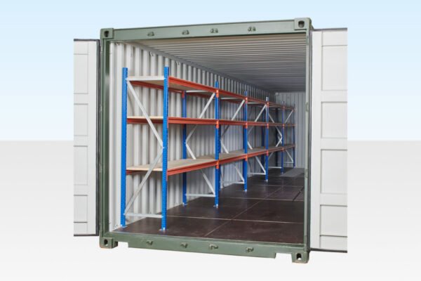 Adjustable, Heavy Duty Three Tier Container Racking (5 Bays)